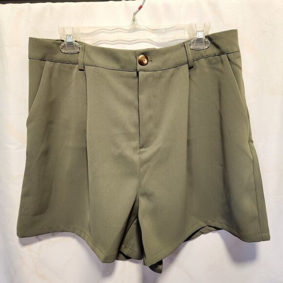 KIRUNDO Women's Size XL Army Green‎ Casual Summer Shorts Elastic Waist Pleated - Picture 1 of 7
